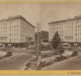 Sherman House before the Fire; J. Carbutt, Stereograph, ca. 1870 (ichi-00761)