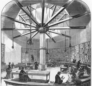 The Book Room in the Old Water Tank; from The Merchants and Manufacturers of Chicago, 1873 (ichi-13217)