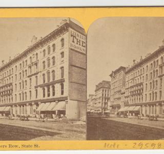 View of Booksellers' Row before the Fire; Lovejoy & Foster, Stereograph, ca. 1871 (ichi-29598)