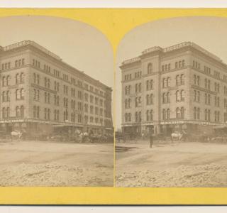 The Lind Block after the Fire; P. B. Greene, Stereograph, 1871 (ichi-64152)
