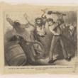 Orgies in the Doomed City--Men and Boys Drinking from the Casks of a Burning Liquor Store; Engraving, 1871 (ichi-02897)